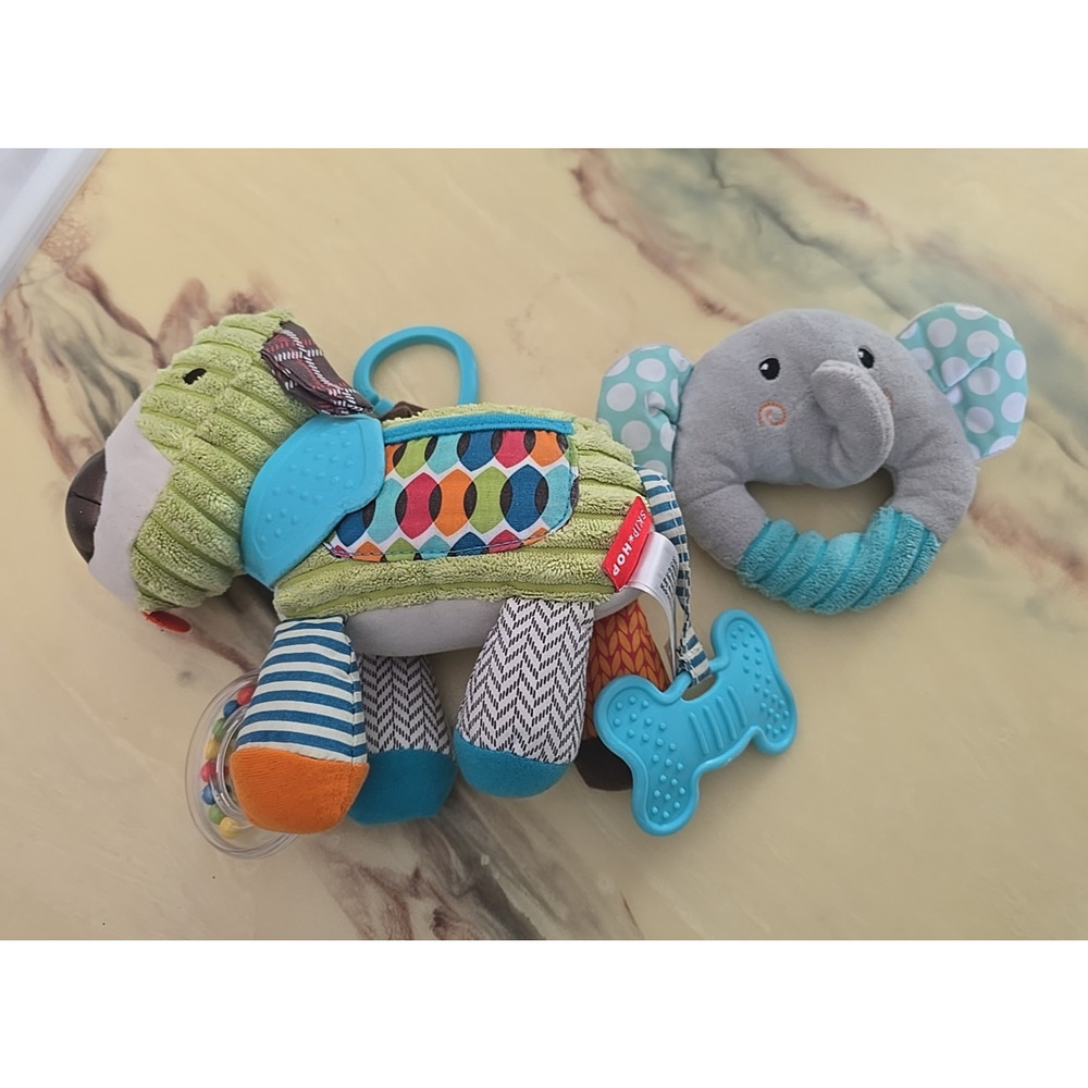 Lot of 2 Skip Hop Bandana Buddies Activity Puppy & Elephant Rattle Baby Toys
